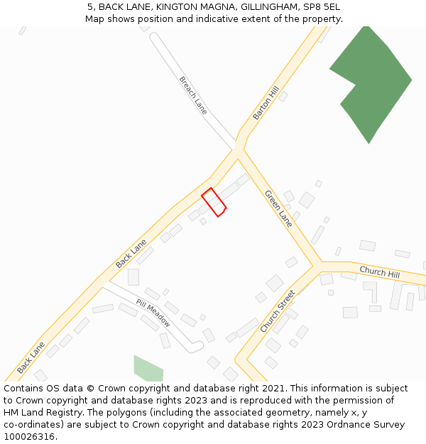 5, BACK LANE, KINGTON MAGNA, GILLINGHAM, SP8 5EL: Location map and indicative extent of plot