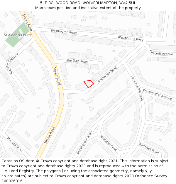 5, BIRCHWOOD ROAD, WOLVERHAMPTON, WV4 5UL: Location map and indicative extent of plot