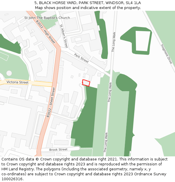 5, BLACK HORSE YARD, PARK STREET, WINDSOR, SL4 1LA: Location map and indicative extent of plot