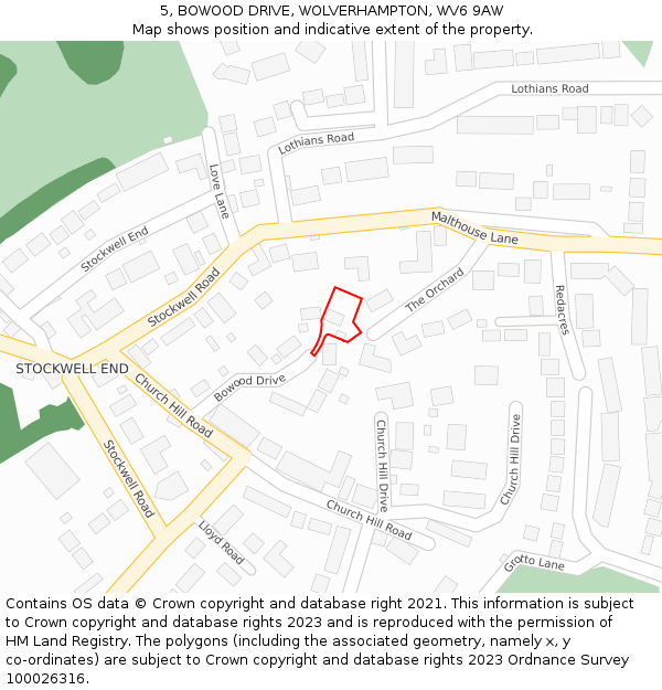 5, BOWOOD DRIVE, WOLVERHAMPTON, WV6 9AW: Location map and indicative extent of plot