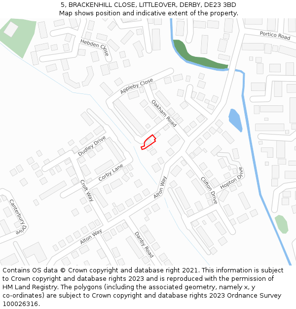 5, BRACKENHILL CLOSE, LITTLEOVER, DERBY, DE23 3BD: Location map and indicative extent of plot