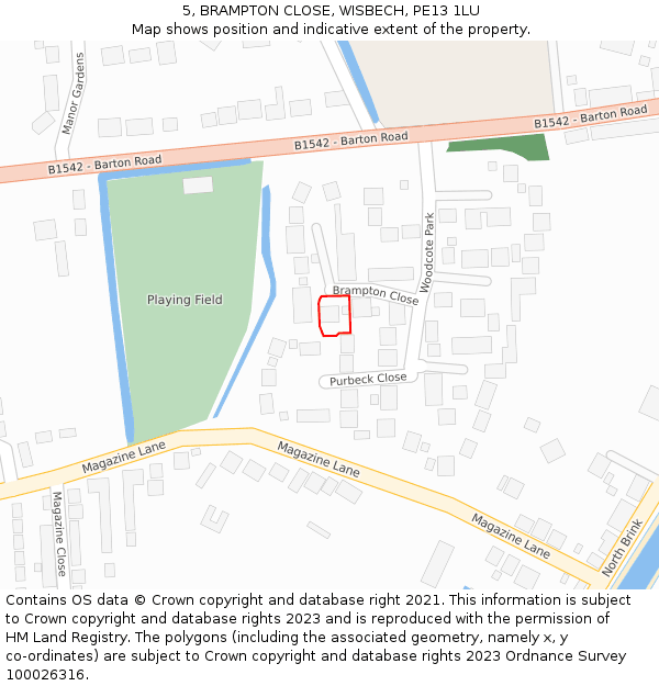 5, BRAMPTON CLOSE, WISBECH, PE13 1LU: Location map and indicative extent of plot