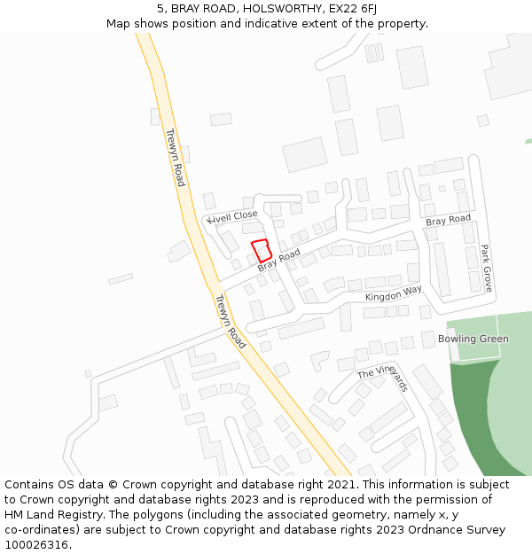 5, BRAY ROAD, HOLSWORTHY, EX22 6FJ: Location map and indicative extent of plot