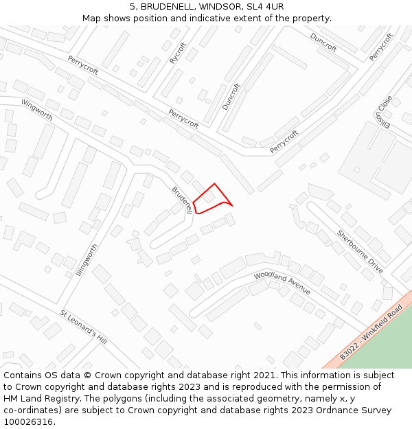 5, BRUDENELL, WINDSOR, SL4 4UR: Location map and indicative extent of plot