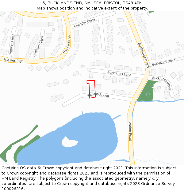 5, BUCKLANDS END, NAILSEA, BRISTOL, BS48 4PN: Location map and indicative extent of plot