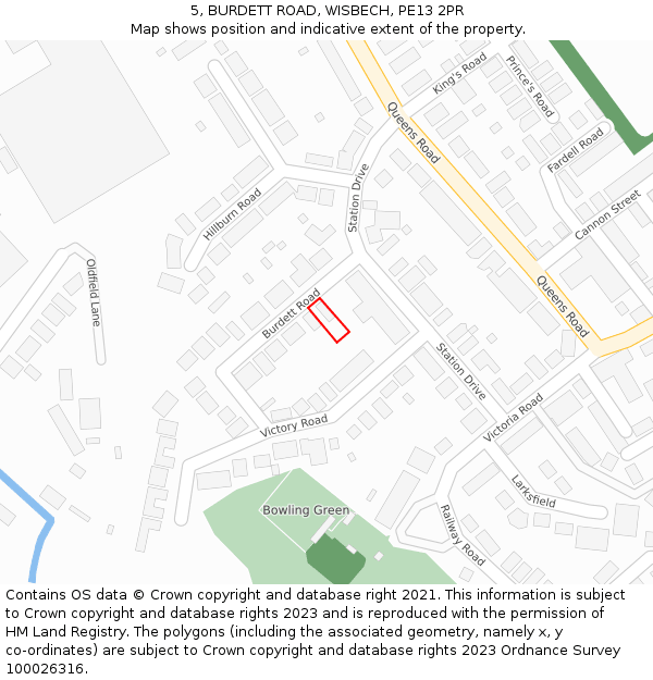 5, BURDETT ROAD, WISBECH, PE13 2PR: Location map and indicative extent of plot