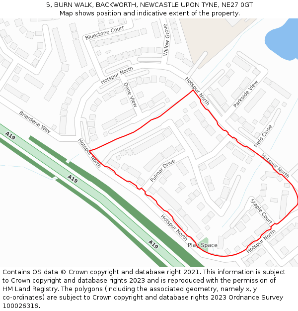 5, BURN WALK, BACKWORTH, NEWCASTLE UPON TYNE, NE27 0GT: Location map and indicative extent of plot