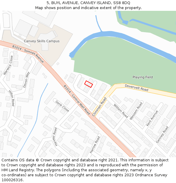 5, BUYL AVENUE, CANVEY ISLAND, SS8 8DQ: Location map and indicative extent of plot