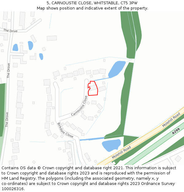 5, CARNOUSTIE CLOSE, WHITSTABLE, CT5 3PW: Location map and indicative extent of plot