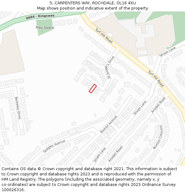5, CARPENTERS WAY, ROCHDALE, OL16 4XU: Location map and indicative extent of plot