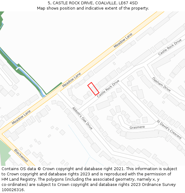 5, CASTLE ROCK DRIVE, COALVILLE, LE67 4SD: Location map and indicative extent of plot