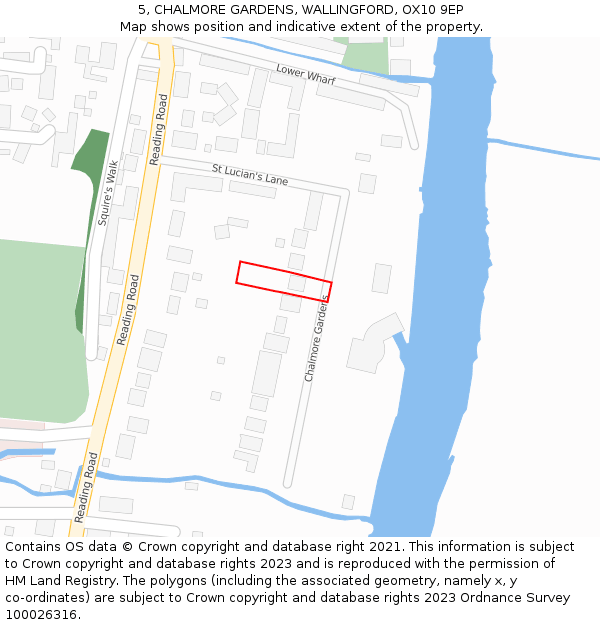 5, CHALMORE GARDENS, WALLINGFORD, OX10 9EP: Location map and indicative extent of plot