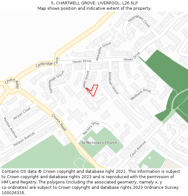5, CHARTWELL GROVE, LIVERPOOL, L26 6LP: Location map and indicative extent of plot