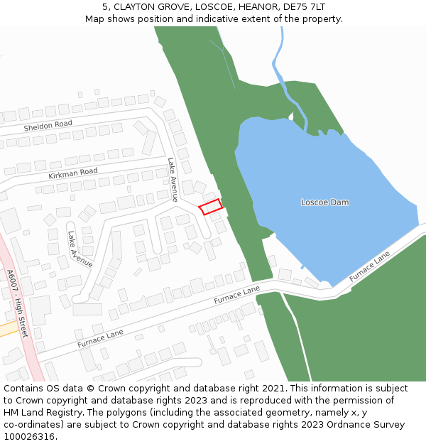 5, CLAYTON GROVE, LOSCOE, HEANOR, DE75 7LT: Location map and indicative extent of plot