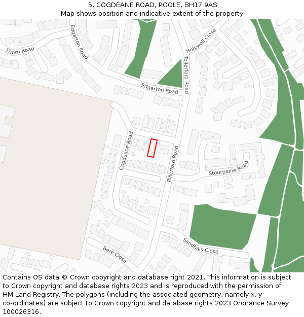 5, COGDEANE ROAD, POOLE, BH17 9AS: Location map and indicative extent of plot