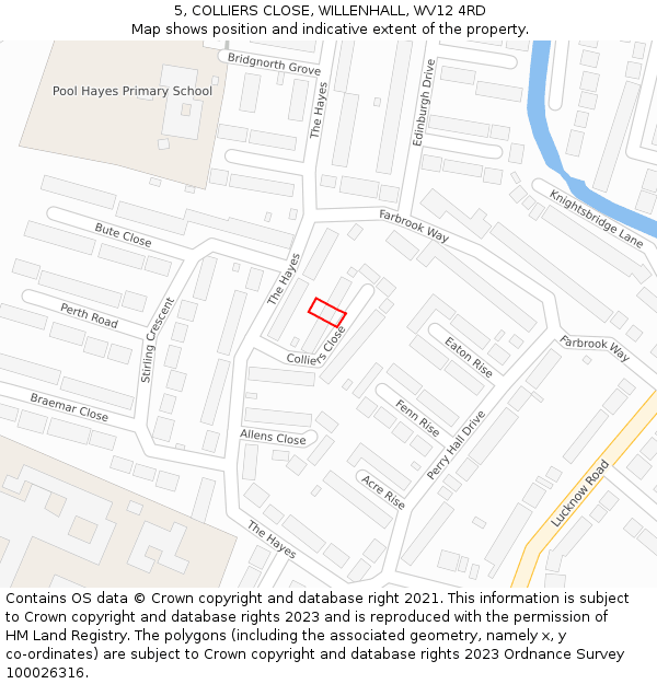 5, COLLIERS CLOSE, WILLENHALL, WV12 4RD: Location map and indicative extent of plot