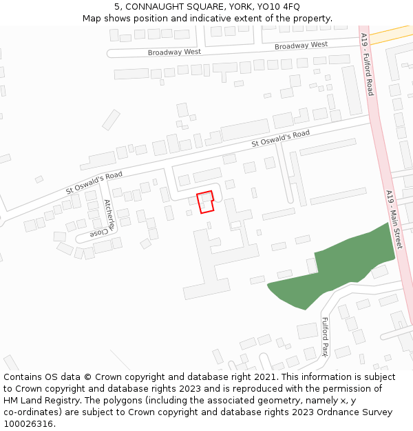 5, CONNAUGHT SQUARE, YORK, YO10 4FQ: Location map and indicative extent of plot