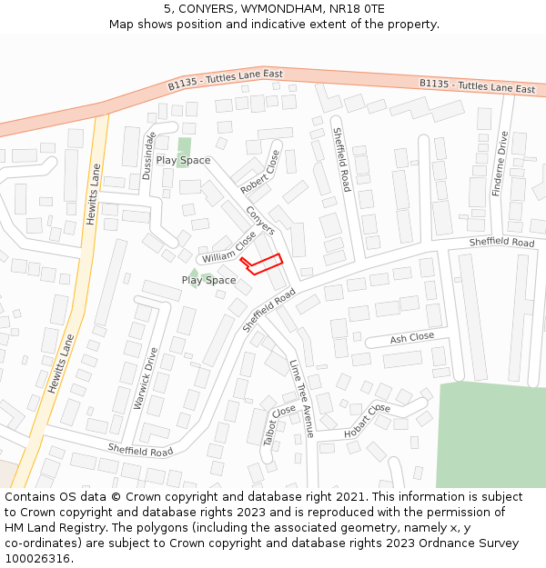 5, CONYERS, WYMONDHAM, NR18 0TE: Location map and indicative extent of plot