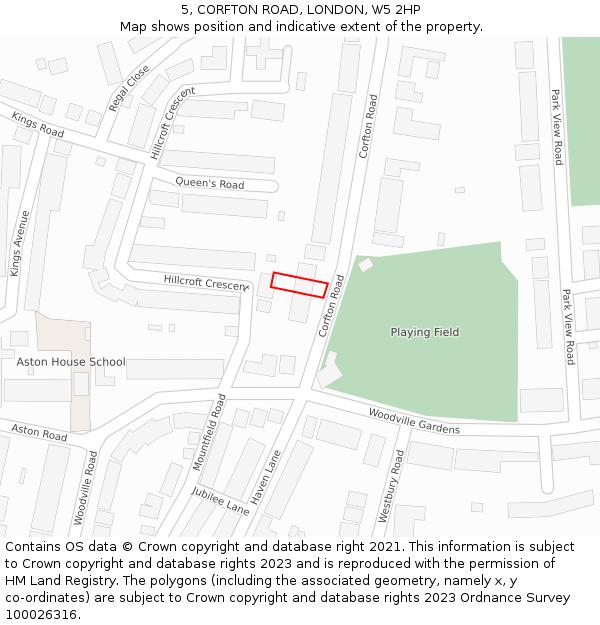 5, CORFTON ROAD, LONDON, W5 2HP: Location map and indicative extent of plot