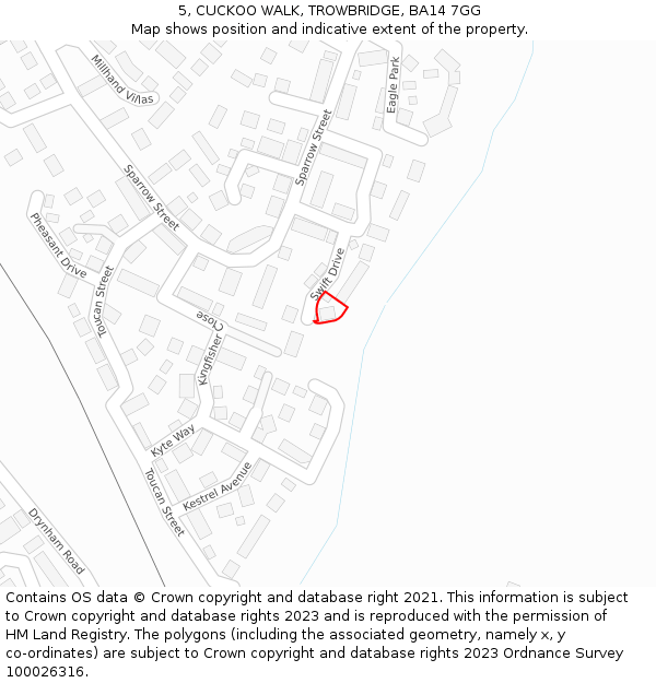 5, CUCKOO WALK, TROWBRIDGE, BA14 7GG: Location map and indicative extent of plot