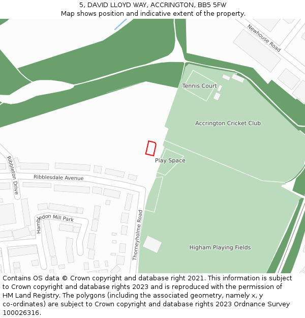 5, DAVID LLOYD WAY, ACCRINGTON, BB5 5FW: Location map and indicative extent of plot