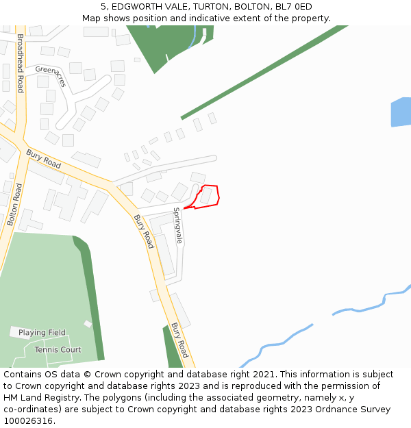 5, EDGWORTH VALE, TURTON, BOLTON, BL7 0ED: Location map and indicative extent of plot