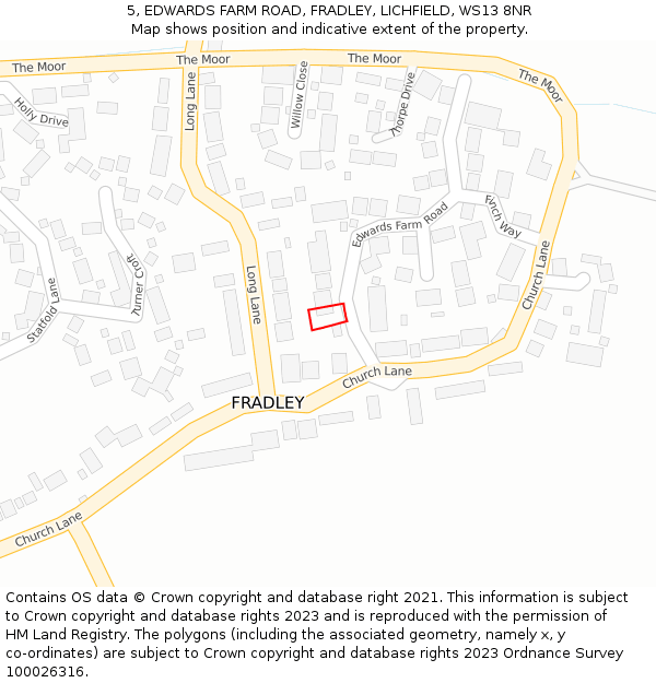 5, EDWARDS FARM ROAD, FRADLEY, LICHFIELD, WS13 8NR: Location map and indicative extent of plot