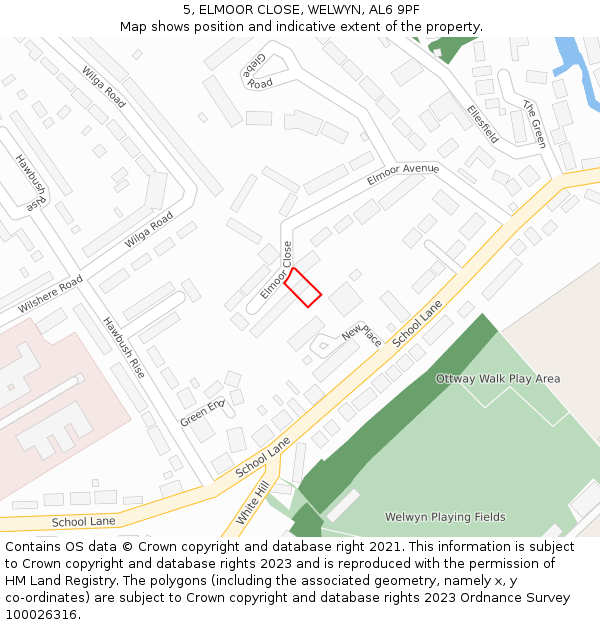 5, ELMOOR CLOSE, WELWYN, AL6 9PF: Location map and indicative extent of plot