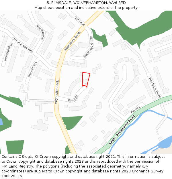 5, ELMSDALE, WOLVERHAMPTON, WV6 8ED: Location map and indicative extent of plot