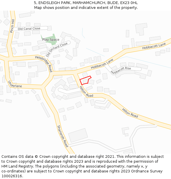 5, ENDSLEIGH PARK, MARHAMCHURCH, BUDE, EX23 0HL: Location map and indicative extent of plot