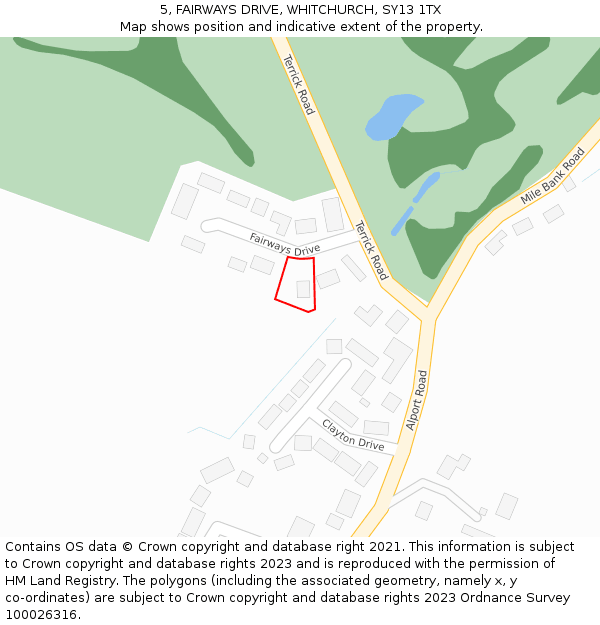 5, FAIRWAYS DRIVE, WHITCHURCH, SY13 1TX: Location map and indicative extent of plot