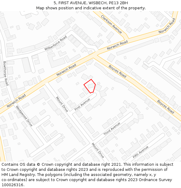 5, FIRST AVENUE, WISBECH, PE13 2BH: Location map and indicative extent of plot