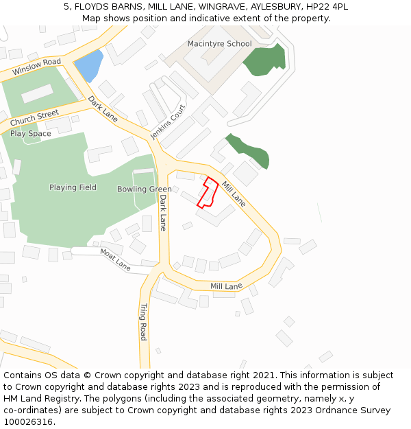 5, FLOYDS BARNS, MILL LANE, WINGRAVE, AYLESBURY, HP22 4PL: Location map and indicative extent of plot