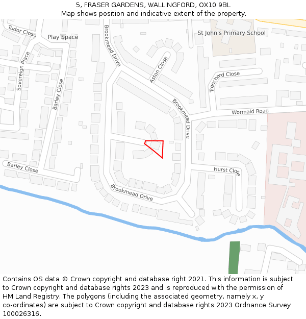 5, FRASER GARDENS, WALLINGFORD, OX10 9BL: Location map and indicative extent of plot