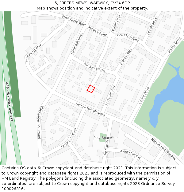 5, FREERS MEWS, WARWICK, CV34 6DP: Location map and indicative extent of plot