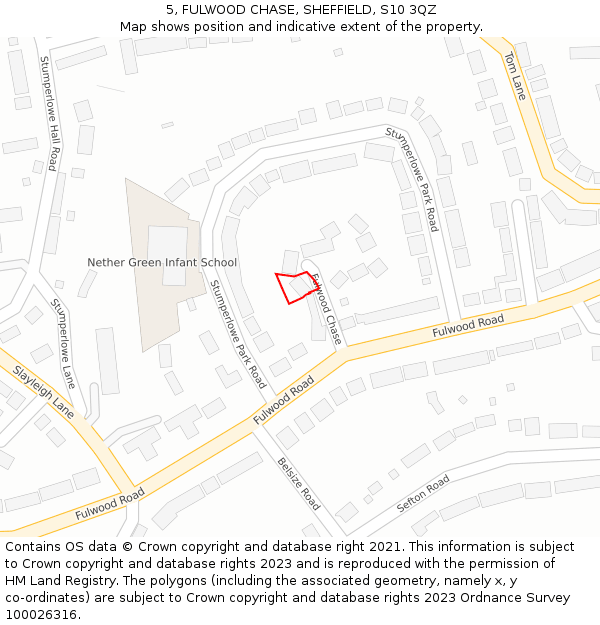 5, FULWOOD CHASE, SHEFFIELD, S10 3QZ: Location map and indicative extent of plot
