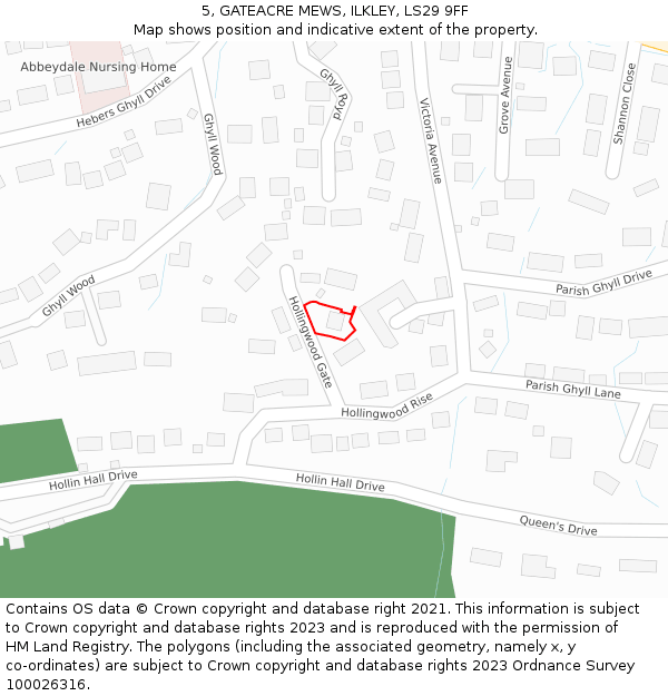 5, GATEACRE MEWS, ILKLEY, LS29 9FF: Location map and indicative extent of plot