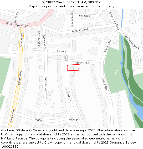 5, GREENWAYS, BECKENHAM, BR3 3NG: Location map and indicative extent of plot