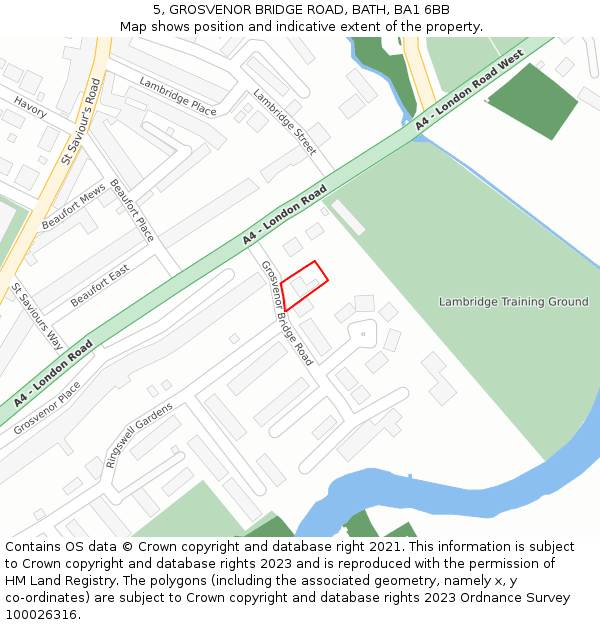 5, GROSVENOR BRIDGE ROAD, BATH, BA1 6BB: Location map and indicative extent of plot