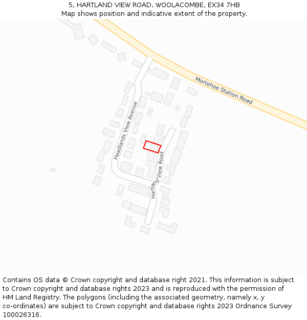 5, HARTLAND VIEW ROAD, WOOLACOMBE, EX34 7HB: Location map and indicative extent of plot