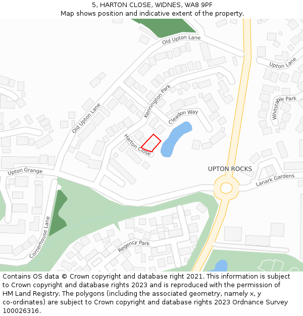 5, HARTON CLOSE, WIDNES, WA8 9PF: Location map and indicative extent of plot