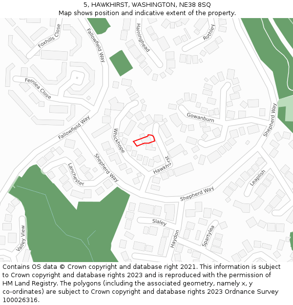 5, HAWKHIRST, WASHINGTON, NE38 8SQ: Location map and indicative extent of plot