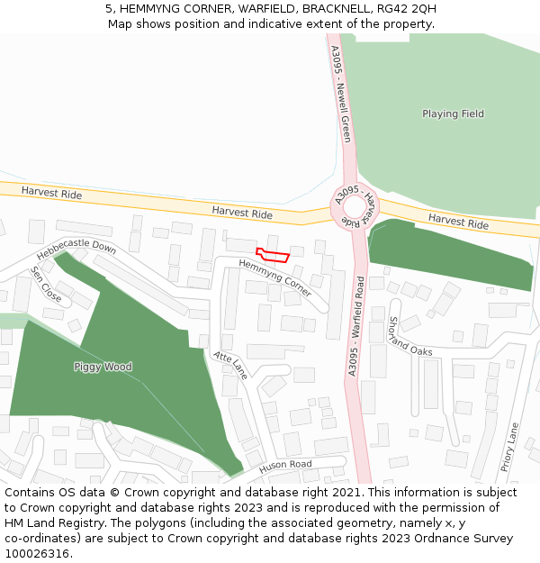 5, HEMMYNG CORNER, WARFIELD, BRACKNELL, RG42 2QH: Location map and indicative extent of plot