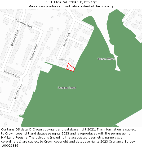 5, HILLTOP, WHITSTABLE, CT5 4QE: Location map and indicative extent of plot