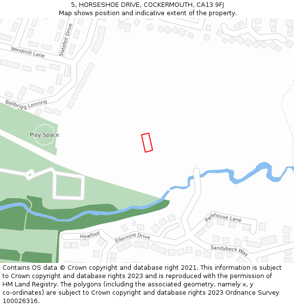 5, HORSESHOE DRIVE, COCKERMOUTH, CA13 9FJ: Location map and indicative extent of plot