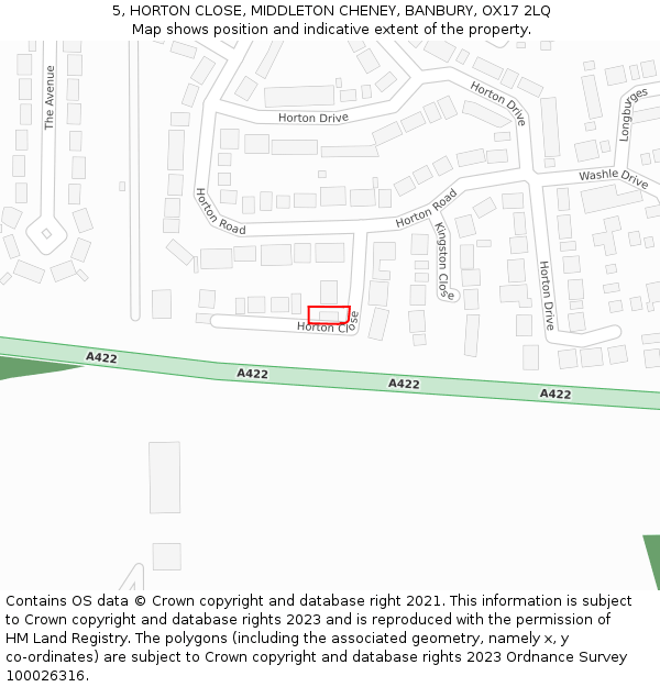 5, HORTON CLOSE, MIDDLETON CHENEY, BANBURY, OX17 2LQ: Location map and indicative extent of plot