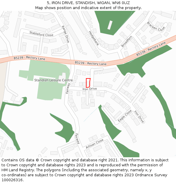 5, IRON DRIVE, STANDISH, WIGAN, WN6 0UZ: Location map and indicative extent of plot