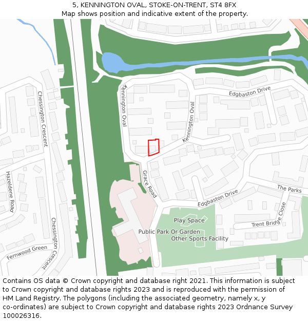 5, KENNINGTON OVAL, STOKE-ON-TRENT, ST4 8FX: Location map and indicative extent of plot