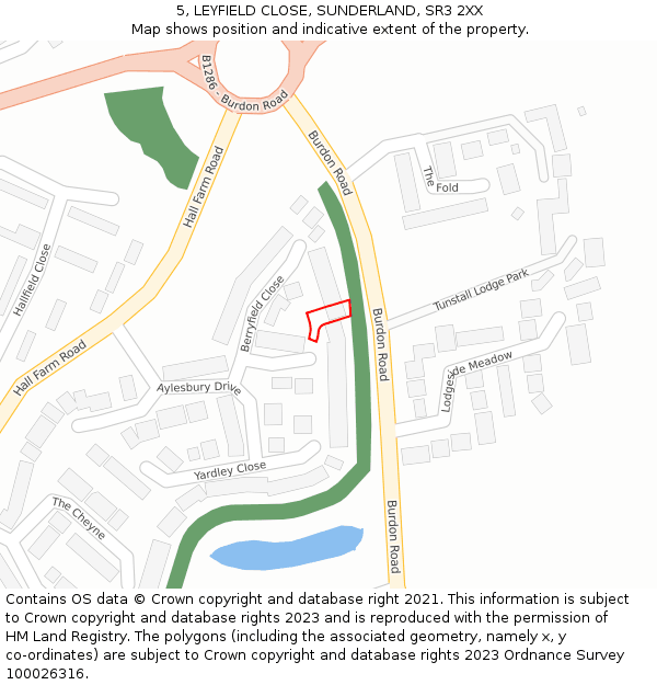 5, LEYFIELD CLOSE, SUNDERLAND, SR3 2XX: Location map and indicative extent of plot