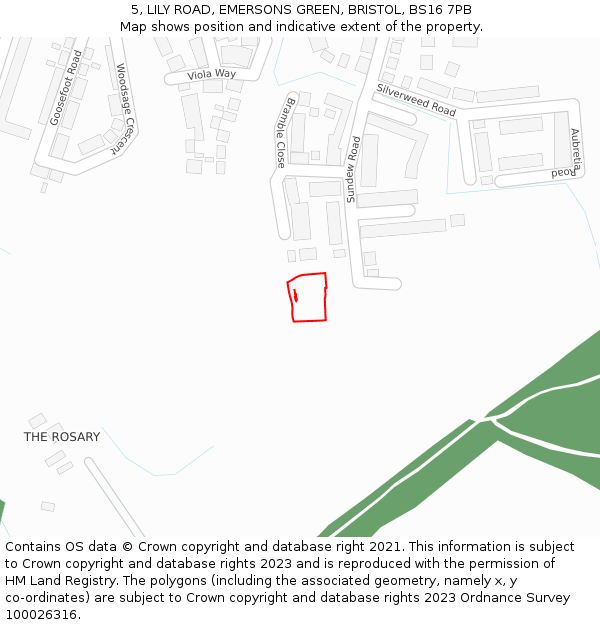 5, LILY ROAD, EMERSONS GREEN, BRISTOL, BS16 7PB: Location map and indicative extent of plot